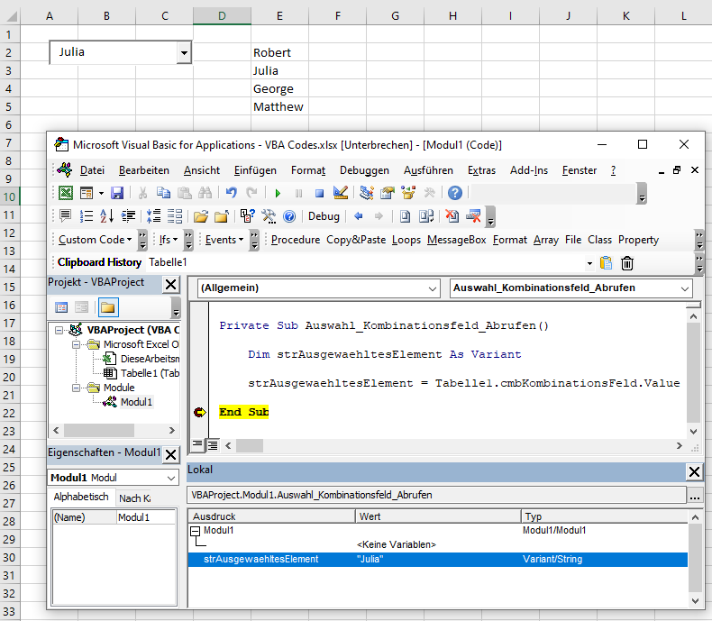 vba kombinationsfeld auswahl abrufen