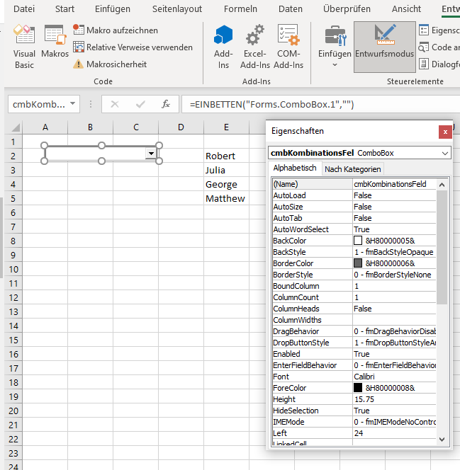 vba kombinationsfeld eigenschaften