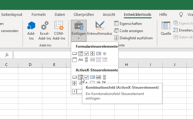 vba kombinationsfeld einfuegen