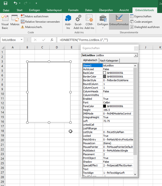 vba listenfeld eigenschaften