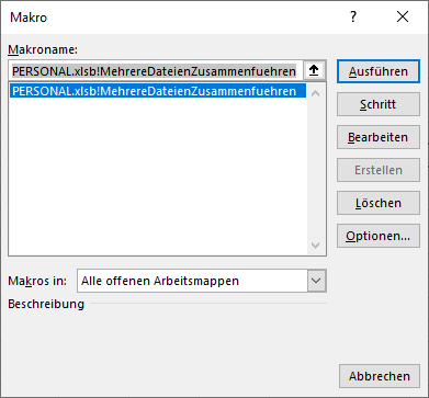 arbeitsmappen zusammenfuehren makro ausfuehren