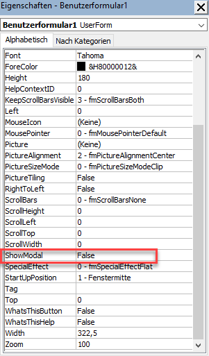 benutzerformular modal eigenschaft