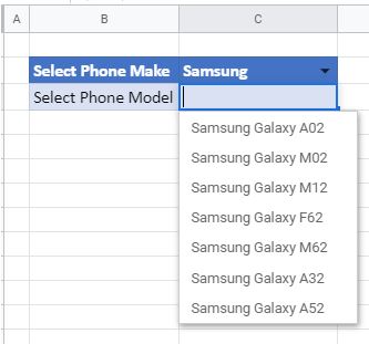 drop-down subcategories GS