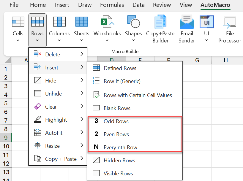 insert odd / even rows in Excel