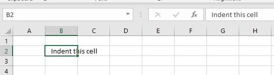 margins cell indented