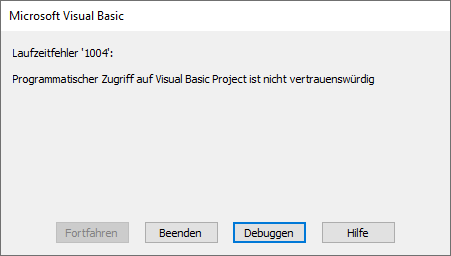 vba addin laufzeitfehler