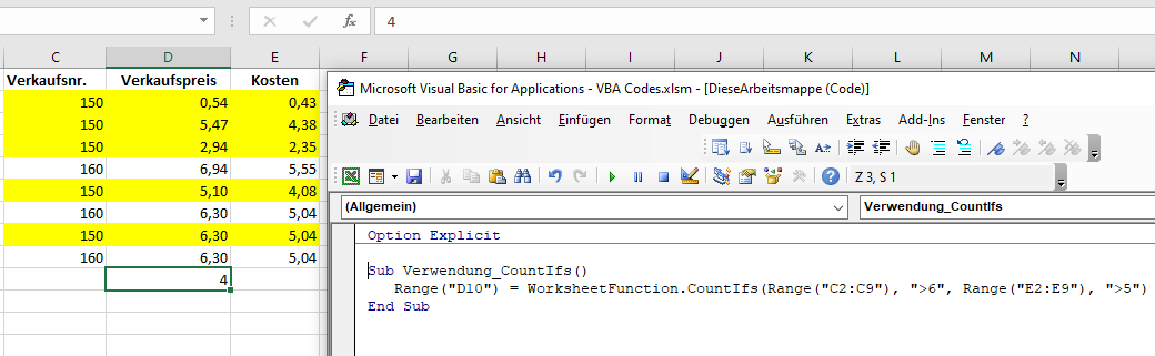 vba countifs verwendung beispiel