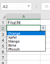 vba dropdown liste generiert