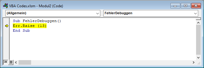 vba fehlermeldung anzeigen