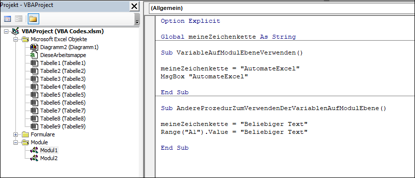 vba globale variable deklarieren