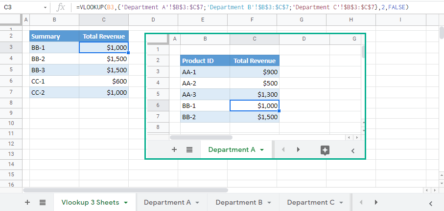 vlookup multiple G Sheet