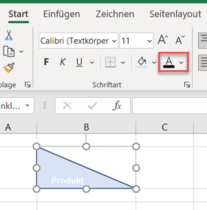 Excel geteilte Zelle Text Farbe