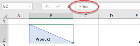 Excel geteilte Zelle Text verschwinden