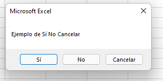 MsgBox Si No Cancelar