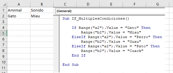 Sentencia If multiples condiciones