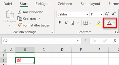 Symbole einfuegen 100 Excel rot
