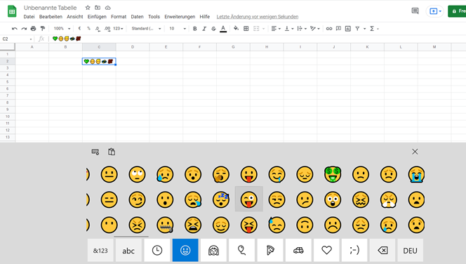 Symbole einfuegen Emojis Google Sheets