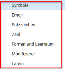 Symbole einfuegen Google Doc Liste 1