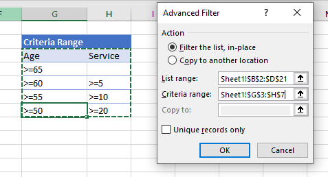 advanced filter advanced filter select multiple rows result
