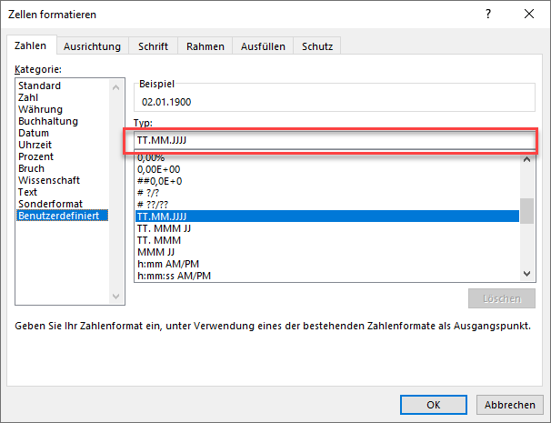 benutzerdefiniertes zahlenformat excel