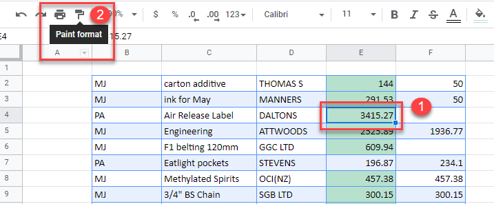 condformating gs paint format