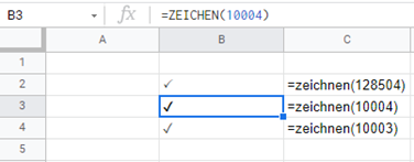 einfuegenHaekchen googlesheets zeichnenmehrere