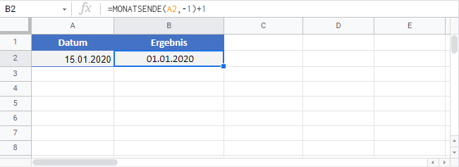 erster tag des monats google sheets