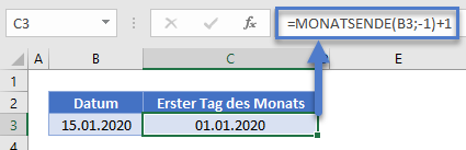 erster tag monat MONATSENDE funktion