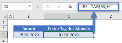 erster tag monat TAG Funktion