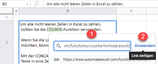 google sheets einfuegen mehrerer Hyperlinks 2