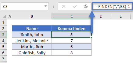 komma finden
