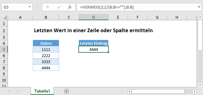 letzten wert in spalte ermitteln hauptfunktion