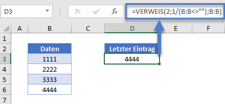 letzten wert in spalte ermitteln