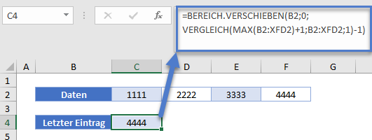 letzten wert in zeile ermitteln verschieben vergleich funktion