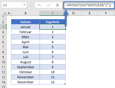 monatsnamen in zahl umwandeln