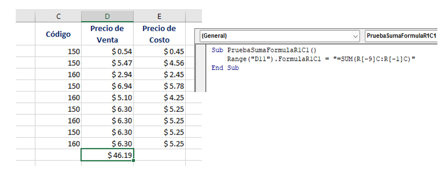 Suma formulaR1C1