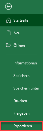 speichere Excel als pdf Export