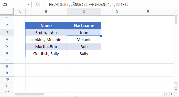 text nach zeichen extrahieren google sheets