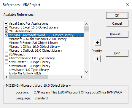 vbacompile error missing reference