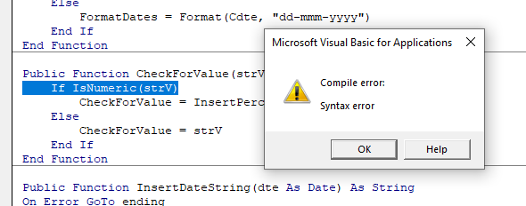 vbacompile syntax error