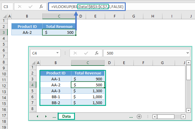 vlookup between sheets 01