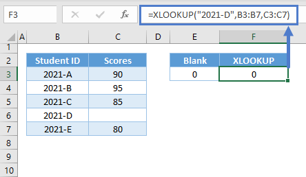 xlookup return blank not zero 02