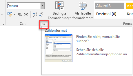 zahlenformat schaltflaeche excel