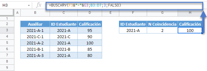 Buscarv enesima coincidencia gsheets