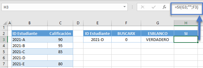 Buscarx comprobar si esblanco condicional