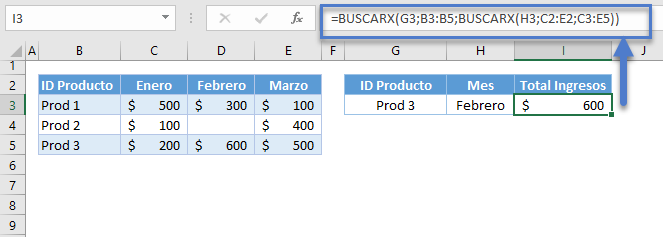 Buscarx en matriz devuelta