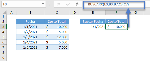 Buscarx por fecha referencia celda