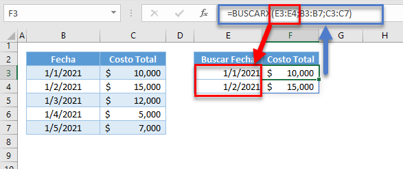 Buscarx por fecha referencias multiples