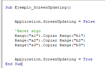 Ejemplo ScreenUpdating
