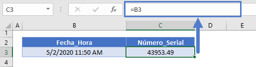 Fecha hora número serial
